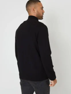 Threadbare Black Zip-Through Funnel Neck Knitted Cardigan^ Knitwear|Knitwear