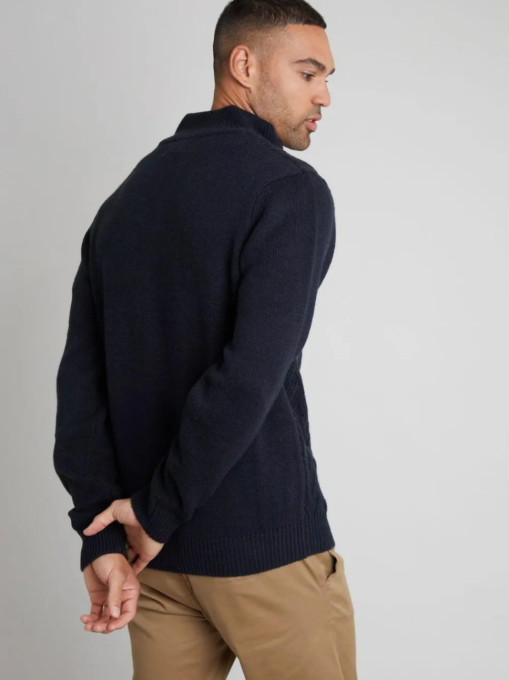 Threadbare Blue Button Up Funnel Neck Jumper^ Knitwear|Knitwear