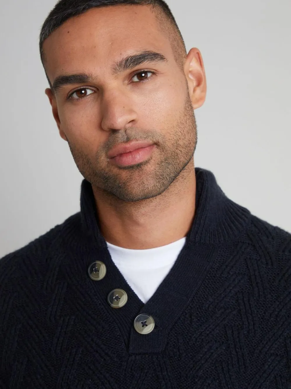 Threadbare Blue Button Up Funnel Neck Jumper^ Knitwear|Knitwear