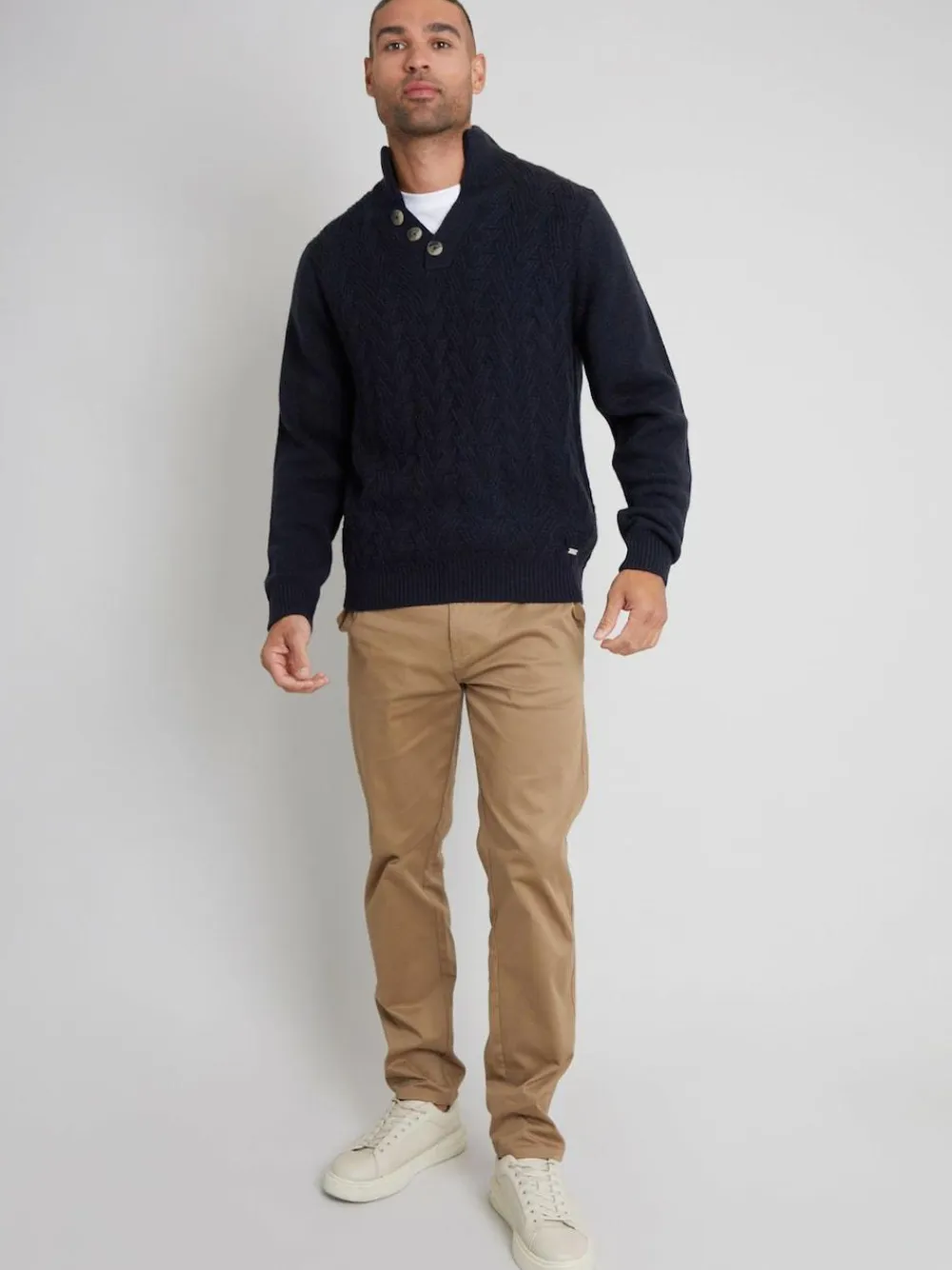 Threadbare Blue Button Up Funnel Neck Jumper^ Knitwear|Knitwear