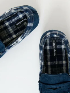 Threadbare Faux Suede Fabric Trim Moccasin Slippers^ Slippers|Slippers