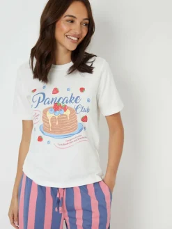 Threadbare Blue Graphic Print Short Sleeve Pyjamas Set^Women Pyjamas|All Night & Lounge