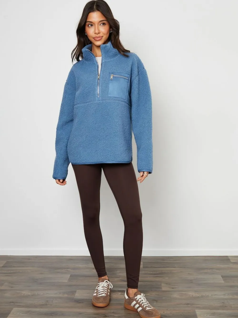 Threadbare Blue Half Zip Borg Fleece^Women Hoodies & Sweatshirts|Coats & Jackets