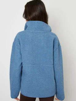 Threadbare Blue Half Zip Borg Fleece^Women Hoodies & Sweatshirts|Coats & Jackets