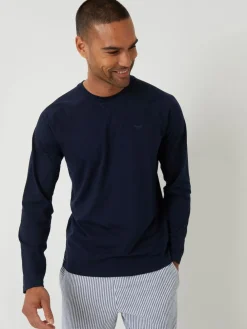 Threadbare Blue Long Sleeve Top & Stripe Joggers Pyjamas Set^ Pyjamas