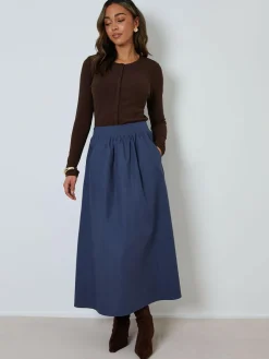 Clearance Threadbare Blue Midi Skirt with Pockets