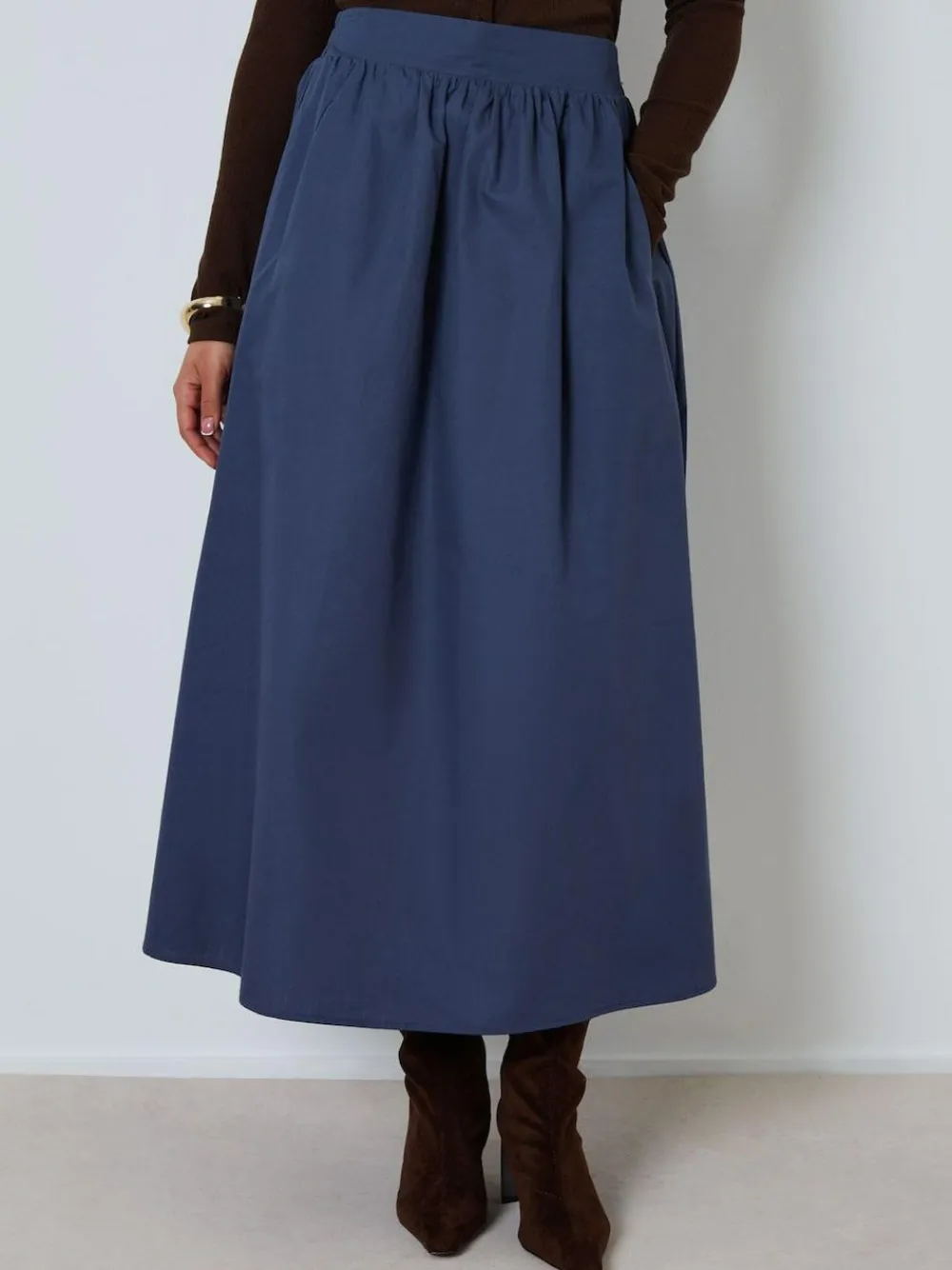 Clearance Threadbare Blue Midi Skirt with Pockets