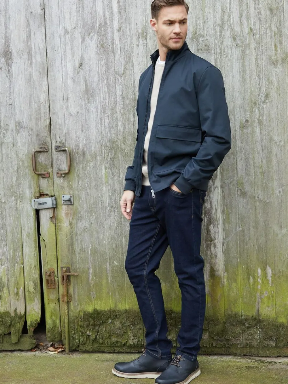 Threadbare Patch Pocket Funnel Neck Harrington Style Jacket^ Blazers & Formal Jackets