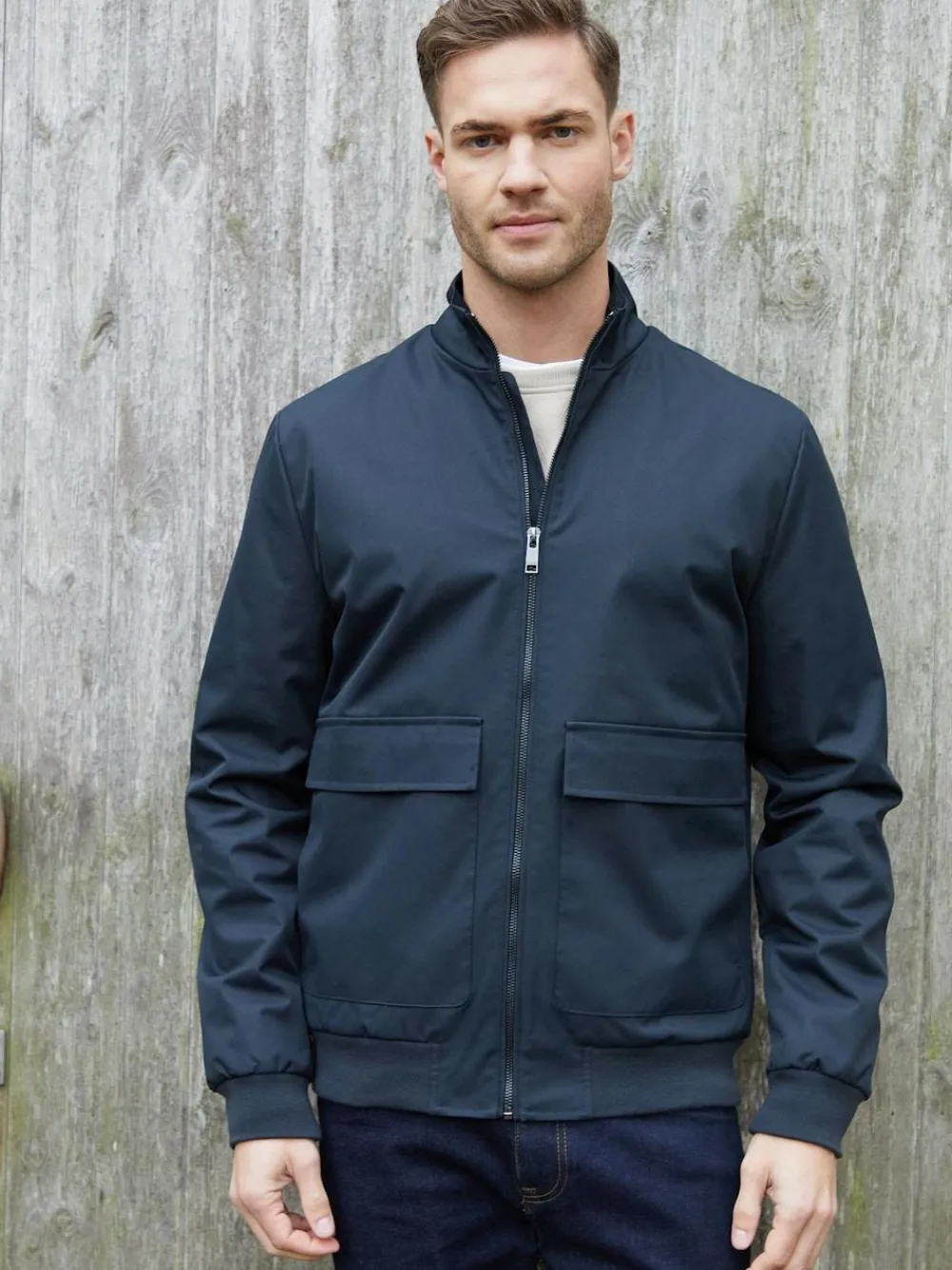 Threadbare Patch Pocket Funnel Neck Harrington Style Jacket^ Blazers & Formal Jackets