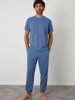 Online Threadbare Peached Cotton Pyjamas Set Blue