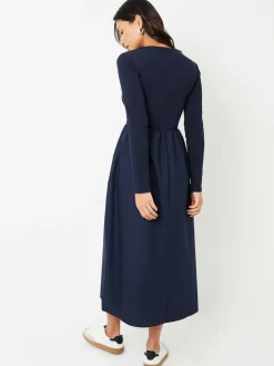 Threadbare Blue Rib Jersey 2-In-1 Midi Dress with Poplin Skirt^Women Midi Dresses