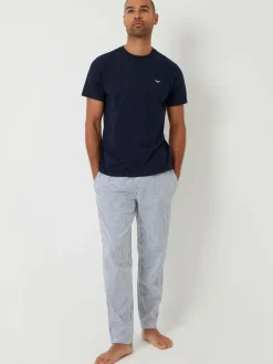Sale Threadbare Blue Short Sleeve Top & Stripe Trousers Pyjamas Set