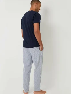 Sale Threadbare Blue Short Sleeve Top & Stripe Trousers Pyjamas Set