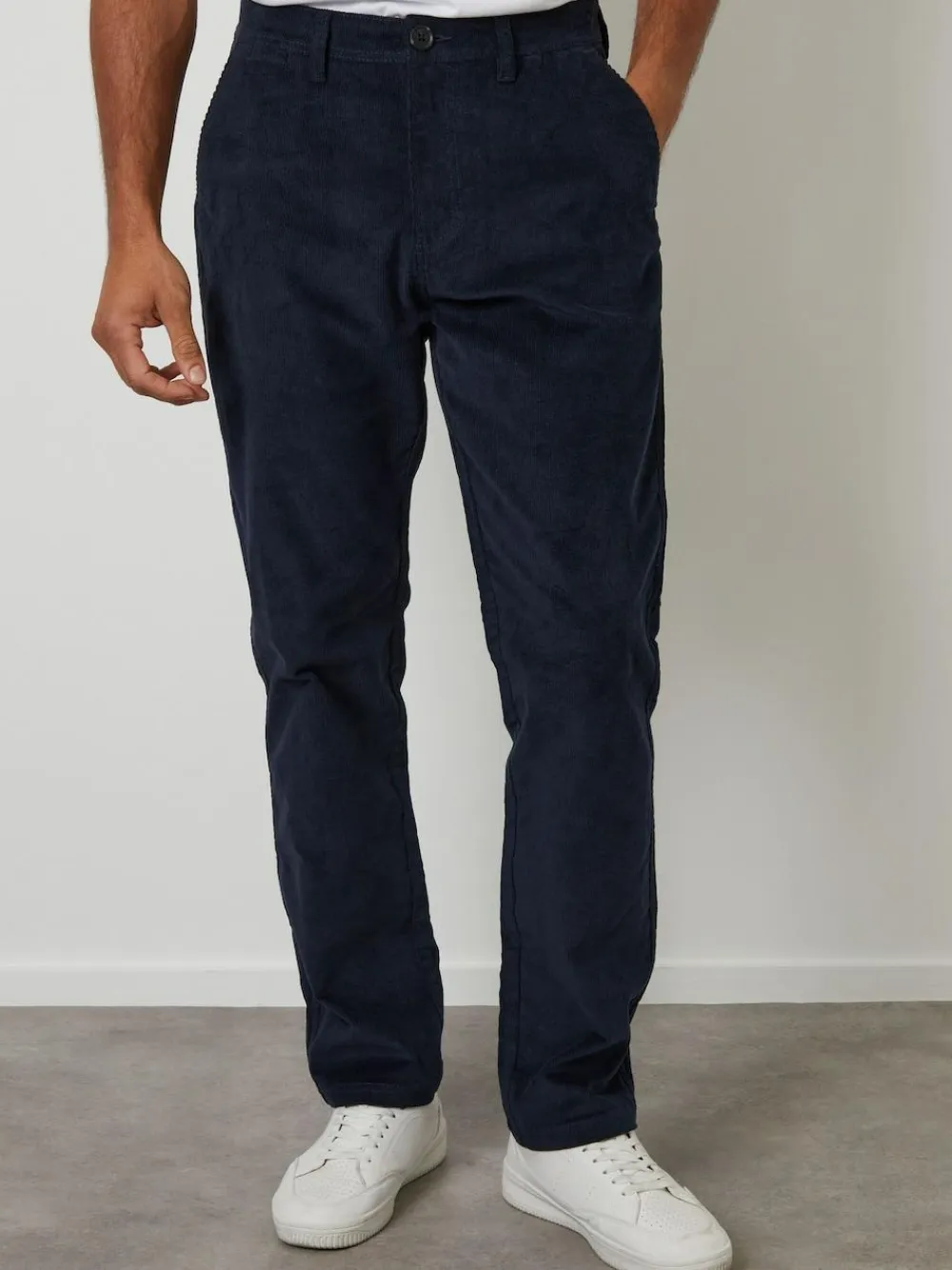 Sale Threadbare Straight Leg Stretch Corduroy Trousers Blue