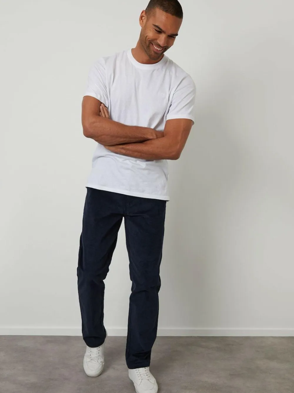 Sale Threadbare Straight Leg Stretch Corduroy Trousers Blue