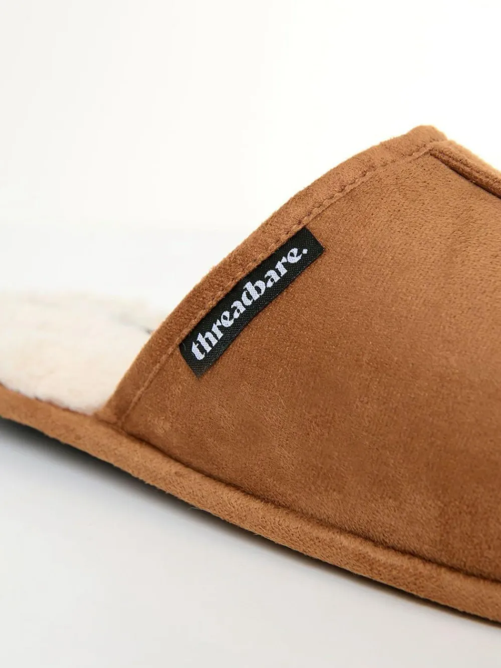 Sale Threadbare Faux Fur Lined Slip On Mule Slippers Brown