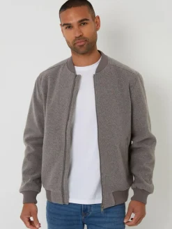 Threadbare Faux Wool Brushed Bomber Jacket^ Occasionwear|Blazers & Formal Jackets
