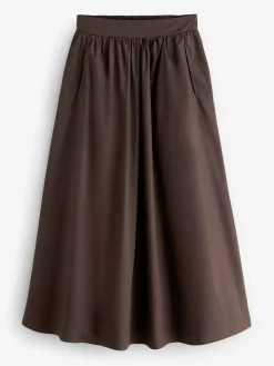 Hot Threadbare Brown Midi Skirt with Pockets