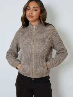 Threadbare Zip Through Knitted Bomber Jacket^Women Coats & Jackets|Coats & Jackets