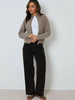 Threadbare Zip Through Knitted Bomber Jacket^Women Coats & Jackets|Coats & Jackets