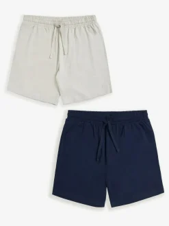 Best Threadbare Lounge Shorts 2 Pack Cream/Blue