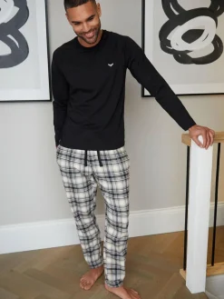 Threadbare Dark Black Blend Long Sleeve Pyjamas Set^ Pyjamas