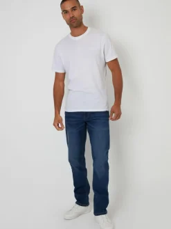 Online Threadbare Dark Blue Straight Fit Jeans With Stretch
