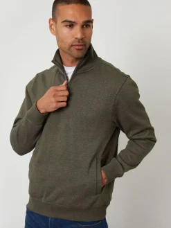 Clearance Threadbare Green Quarter Zip Sweatshirt