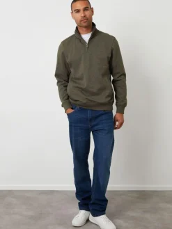 Clearance Threadbare Green Quarter Zip Sweatshirt