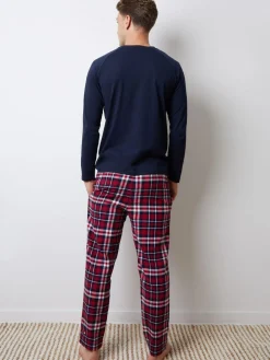 Hot Threadbare Grey Check Long Pyjamas Set 2 Pack