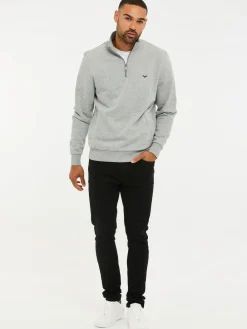 Threadbare Grey Light Quarter Zip Neck Sweatshirt^ Sweatshirts & Hoodies|Sweatshirts & Hoodies