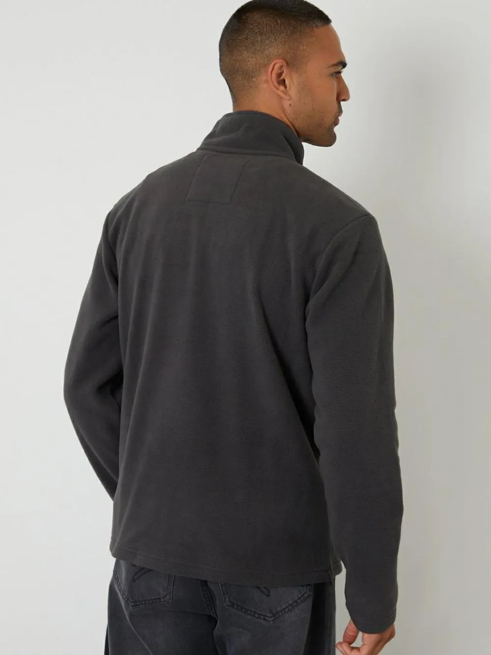 Threadbare Quarter Zip Microfleece Sweatshirt Grey