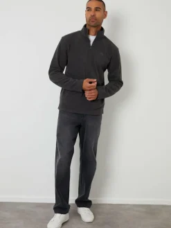 Threadbare Quarter Zip Microfleece Sweatshirt Grey