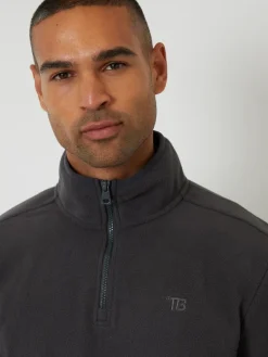 Threadbare Quarter Zip Microfleece Sweatshirt Grey
