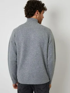 Discount Threadbare Raglan Rib Quarter Zip Knitted Jumper Grey