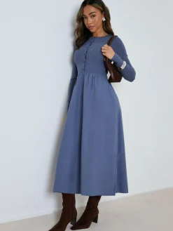 Threadbare 2-in-1 Jersey Poplin Mix Button Down Dress^Women Maxi Dresses|Dresses