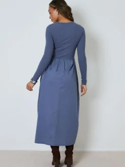 Threadbare 2-in-1 Jersey Poplin Mix Button Down Dress^Women Maxi Dresses|Dresses