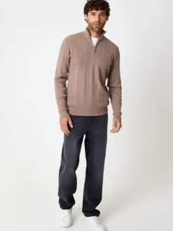 Threadbare Cable Knit Quarter Zip Jumper^ Knitwear|Knitwear