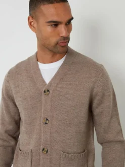 Sale Threadbare Knitted V-Neck Cardigan Light Brown