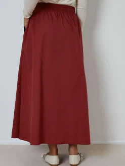 Threadbare Maroon Red Midi Skirt with Pockets^Women Skirts