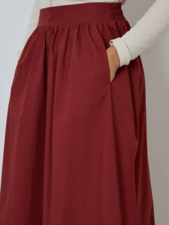 Threadbare Maroon Red Midi Skirt with Pockets^Women Skirts