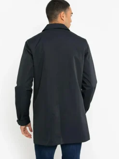 Threadbare Showerproof Longline Trench Coat Navy Blue