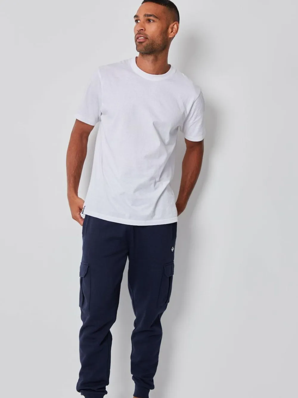 Online Threadbare Cargo Style Joggers Navy