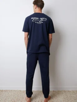 Best Threadbare Peached Cotton Graphic Lounge Set Navy