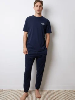 Best Threadbare Peached Cotton Graphic Lounge Set Navy