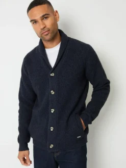 Threadbare Shawl Collar Cardigan Navy