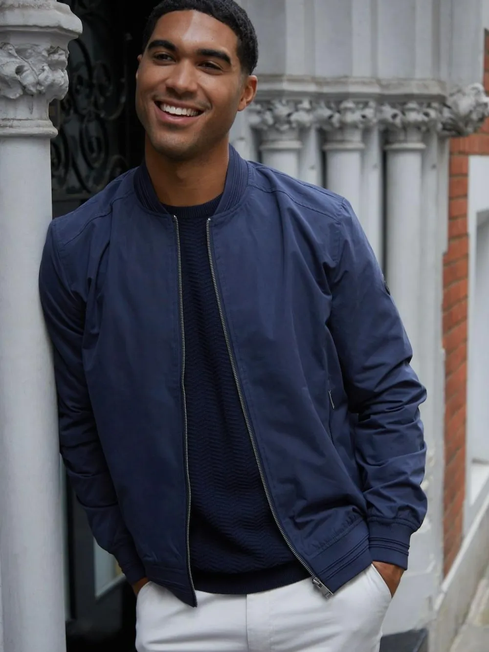 Clearance Threadbare Navy Showerproof Classic Bomber Jacket