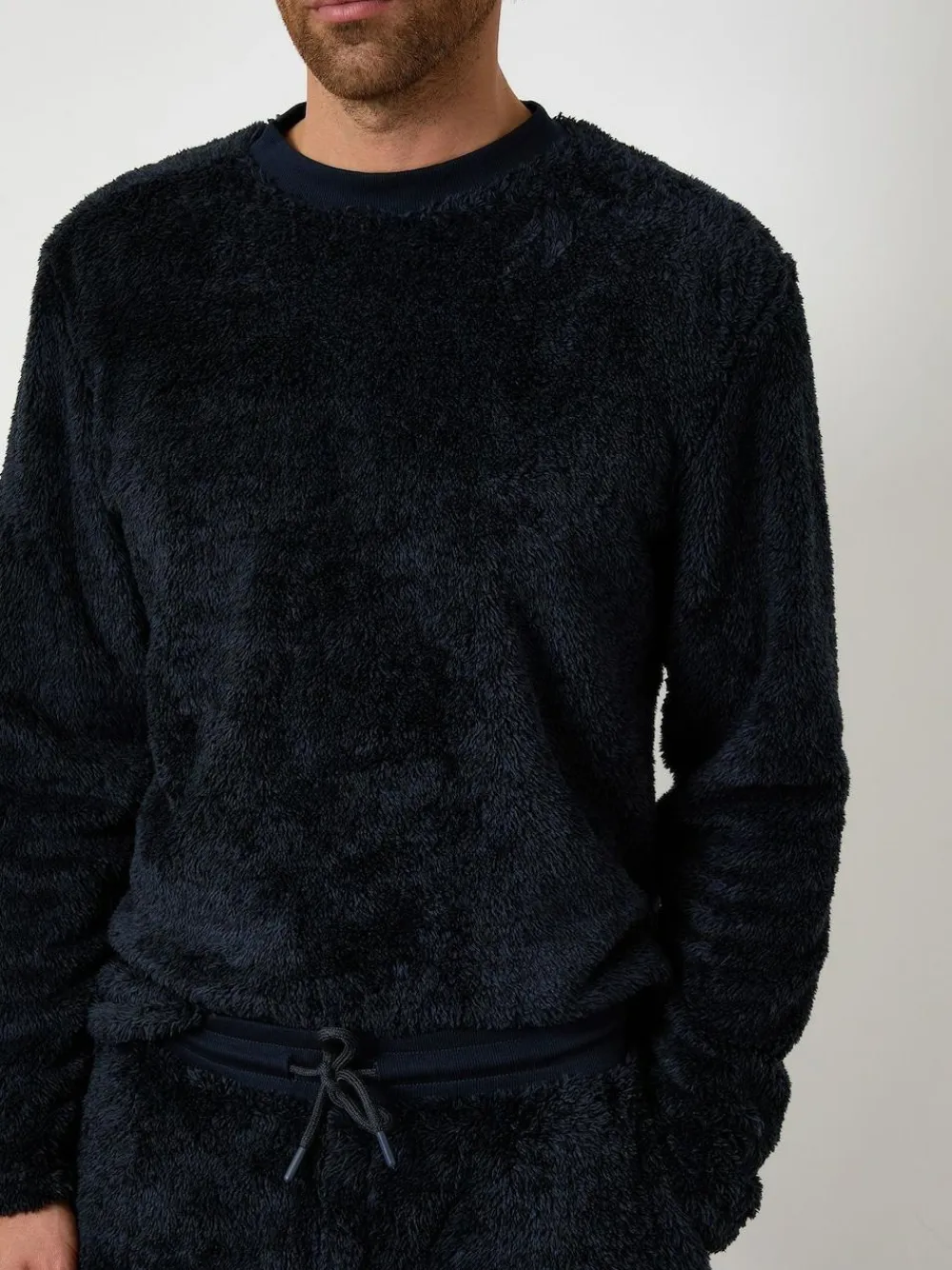 Online Threadbare Two Tone Borg Loungewear Set Navy