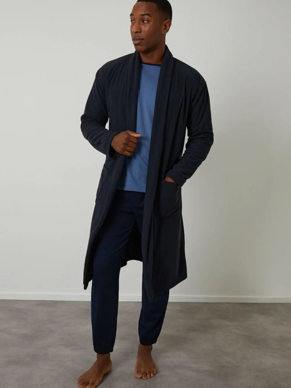 Hot Threadbare Waffle Fleece Dressing Gown Navy