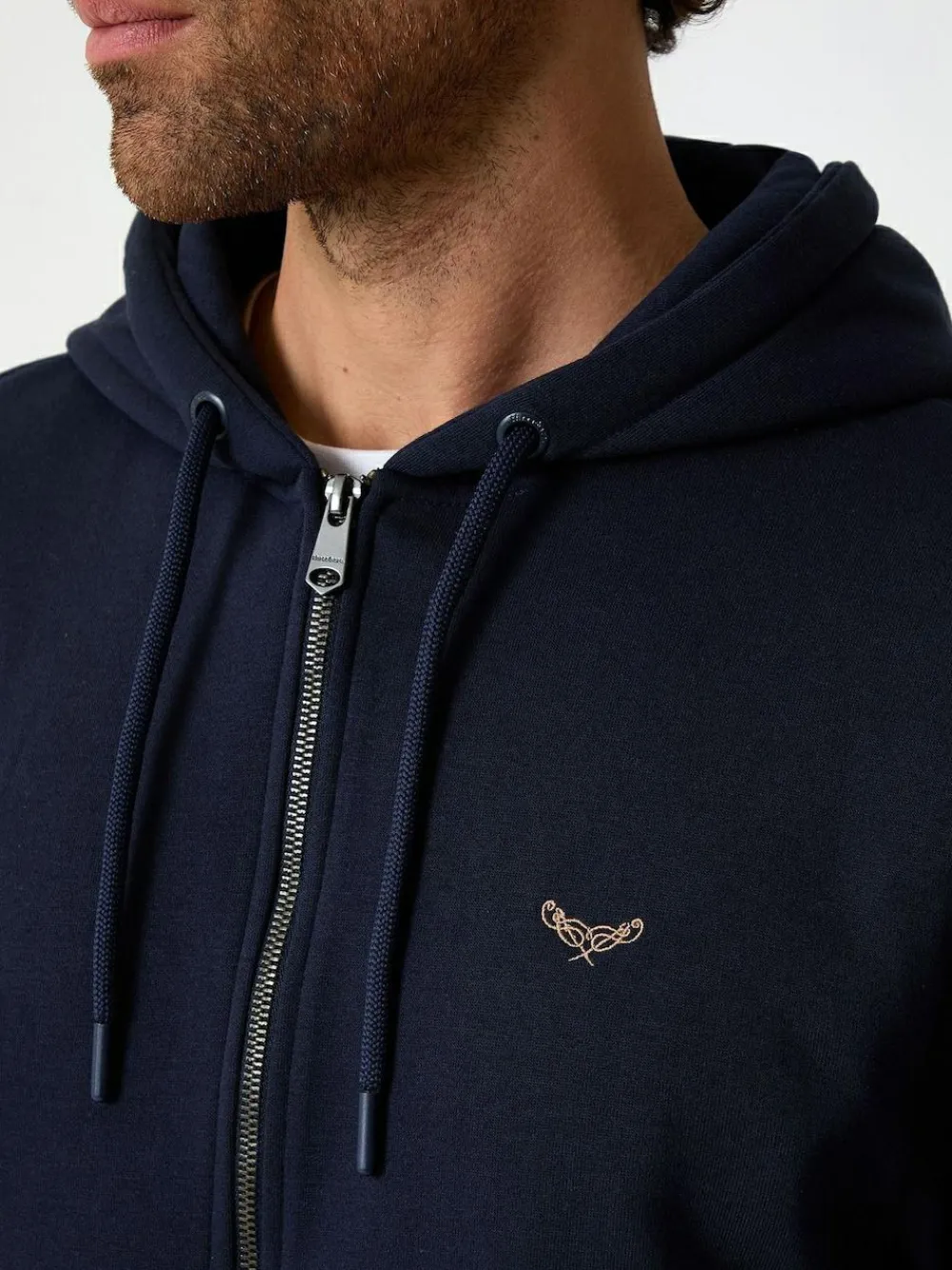 Online Threadbare Navy Zip Through Hoodie